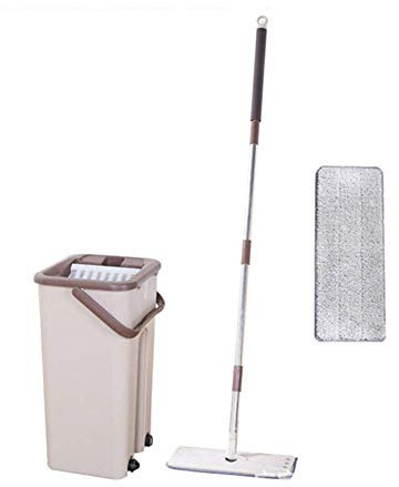 Poussière Sorcier Serpillière Nettoyage Outil Kit 360 Degrés Rotatif Tuile Marbre Sol pour Séjour Cuisine, Seau Système Plat Patins à Presser Bois Dur Stratifié Pierre Sols - 1 Pièces de Tissu
