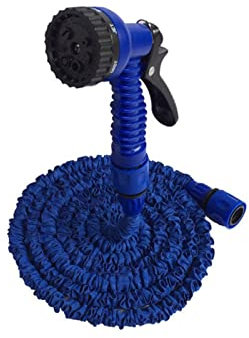 Tubo dell'acqua da giardino estensibile, tubo avvolgitore in PVC magico da 25-200 piedi con 7 modelli di spruzzo for autolavaggio for irrigazione agricola da giardino. (Size : BLUE-75FT-22.5M EXTENDE