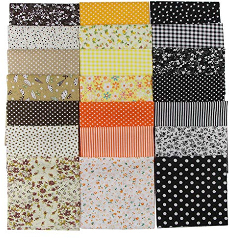 Jukway 21 Stück Baumwollstoff Stoffpaket 25 x 25 cm Quadrate Multi-Muster Bedruckt Baumwolle Stoff Patchwork Stoffe zum Nähen, Quilten, DIY Dekoration, Scrapbooking, Handwerk (Schwarz, Braun, Gelb)