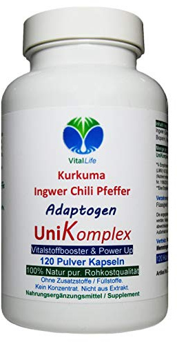 KURKUMA + INGWER + CHILI + PFEFFER - Piperin & Curcumin - UniKomplex - 120 Pulver Kapseln - Natur pur - OHNE ZUSATZSTOFFE. 27040-120
