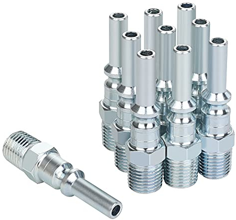 JOROY Lincoln L-style Air Hose Fittings, 1/4 Inch Flow Size, 1/4 Inch Male Threads Size, Steel Material, 300PSI, 10 Pieces Air Compressor Accessories Fittings