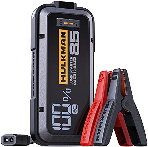 HULKMAN Alpha85S - Batería para coche (2000 amperios, 20000 mAh, tecnología avanzada, precalentamiento con batería de litio, 12 V, para motores de gasolina hasta 8,5 L a diésel hasta 6 L