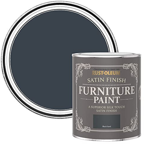 Rust-Oleum Black Furniture & Skirting Board Paint in Satin Finish - Black Sand 750ml