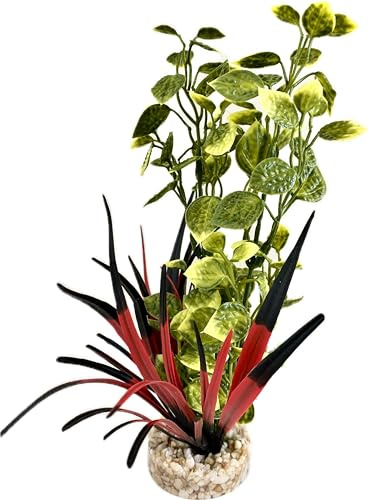 Tyrol - Plante d'Aquarium Artificielle - Décoration pour Aquarium - Plante en plastique sur Socle - Plante d'Intérieur Lotus - Ancrage Facile au fond de l'Aquarium - Fabriquée en France