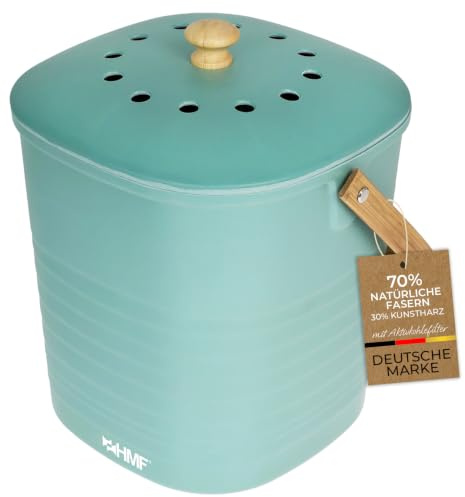 HMF Nachhaltiger Biomülleimer Küche, Geruchsdichter Komposteimer mit Deckel | 6 Liter | Grün