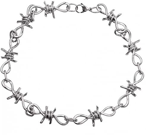 Collana Moda Uomo Donna Unisex Catena Spine Collana con sperone Lucchetto per impieghi gravosi Girocollo Collare in Metallo Regalo di Natale