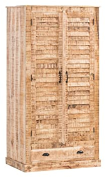 Woodkings® Kleiderschrank Caribou 2türig massiv Holz rustikal Lamellentür Flurschrank Vintage, Flurmöbel, Dielenschrank, Holzschrank