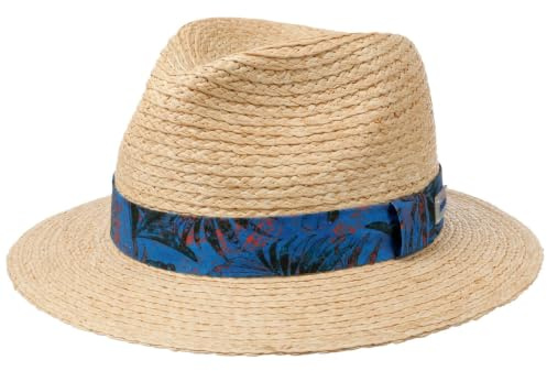 Stetson Vilco Sustainable Traveller Raffiahut Naturfarbener Nachhaltiger Strohhut mit floralem Garniturband Unisex Frühjahr Sommer