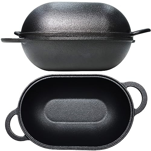 Molde de pan en hierro fundido con tapa, sartén para pan, molde a prueba de horno para hornear, pan artesanal - molde de pan de hierro fundido