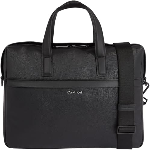 Calvin Klein Herren Laptoptasche Ck Must Laptop Bag Kunstleder, Schwarz (Ck Black Pebble), Einheitsgröße