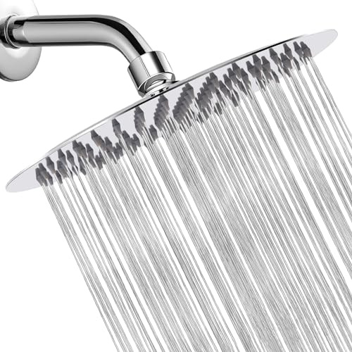 Regenduschkopf, Katezon High Flow Regenduschkopf aus Edelstahl, Badezimmer-Wasserfalldusche, universelle Wand- und Deckenmontage (25cm, Chrom)