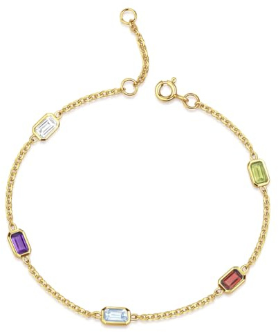 Edelstein Armband Silber 925 für Damen in verschiedenen Farben | Feine Armkette in silber oder gold aus 925 Sterling Silber für Frauen und Mädchen von MATERIA by Matthias Wagner