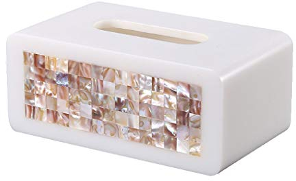 Taschentuchbox Vintage Handmade Shell Gewebe Storage Box weiße rechteckiger Serviette Box-Modell Raum-Kunst-Feiertags-Geschenk Hochzeits-Geschenk Kosmetiktücherbox