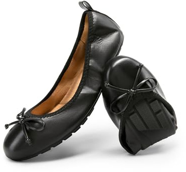 DREAM PAIRS Bailarinas Planas Plegables,Negro,39