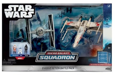 STAR WARS Micro Galaxy Squadron Evasive Action Battle Pack, 12-teiliges Actionfiguren-Spielset, Sammler-Baupläne enthalten