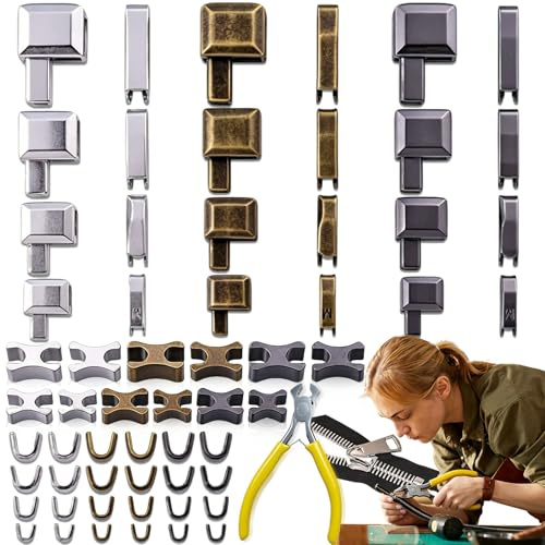 60 Stück Reißverschluss Reparatur Set für #3#5#8#10 Kleidung Taschen | Reißverschluss Schieber & Ersatz für Bekleidung, Koffer, Taschen, Jacke, Jeans(Inklusive Montagezange)