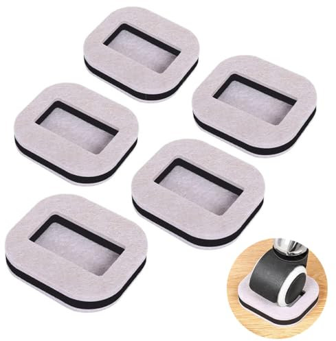 SamHeng 5 Pcs Furniture Caster Cups, Anti-Sliding Felt Feet Protector Pads Chair Leg Coasters Floor Protectors, Bed Sofa Wheel Stoppers Anti-Slip Pads Silent Chair Pulley Fixator (Light Grey)