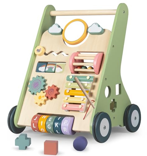 Bautia Wooden Baby Walker, Montessori Walker for Babies 6-12 Months, Push Walking Toys for 1 Year Old Learning to Walk