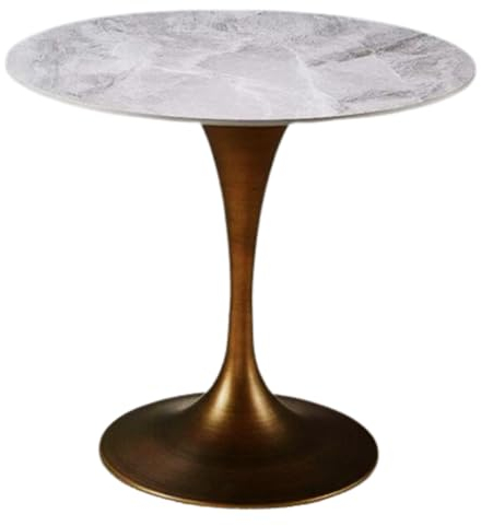 JHAISMAO Modern Rund Esstisch Mit Bedrucktem Marmor Tischplatte Metallgestell Bistro-Tisch Tulpen-Tisch Küchentisch Mit 220lb Kapazität(Size:120X120X74CM,Color:1)
