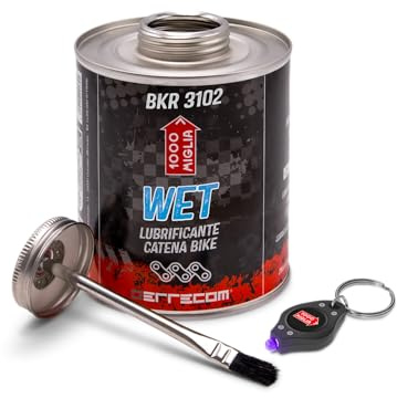 1000 Miglia BKR 3102 Wet Lube Bike Chain, for Wet and Muddy Weather Conditions, All-In-One Can, Brush included – 900 ml Can