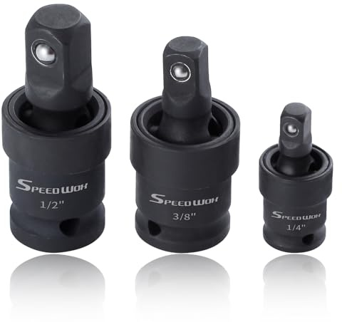SPEEDWOX 3Pcs Universal Joint-Socket Set 1/4 3/8 1/2 Swivel Impact Socket Set