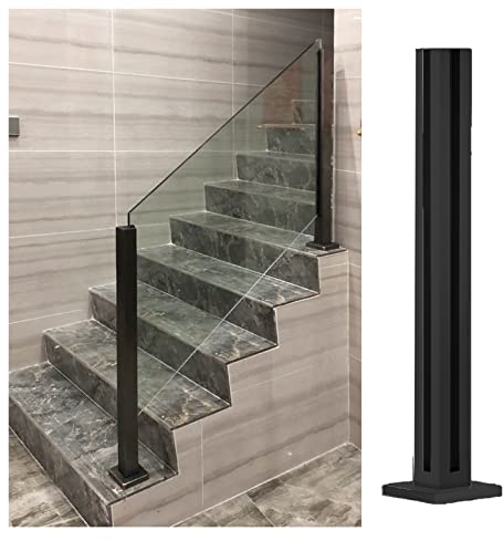 Schwarzer, langlebiger Glasgeländerpfosten für den Außenbereich, Bodenmontage-Glasgeländer-Klemmsatz für 1/2-Zoll-Glaszäune, Balkondeck, Gartenpool (Farbe: Farbe Grau, Größe: 105 cm/41,3 Zol