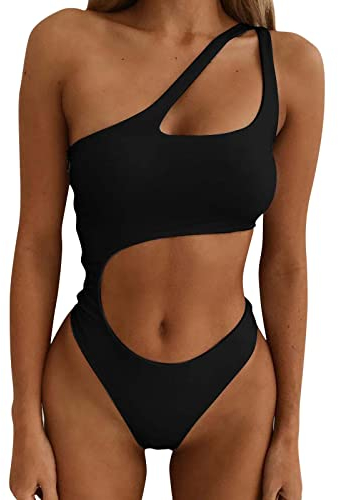Generisch Festival Outfit Damen Rave Outfit Oberteil Badeanzug 2-Teilig Neon Rave Body Sexy Niedrig Geschnitten mit Y2K Langarm Crop Top Cover-Up Bikini Clubwear Kleidung Damen Schwarz M