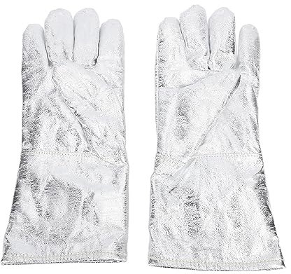 Hitzebeständige Schweißhandschuhe, Grillhandschuhe aus Aluminiumfolie für Arc Tig Mig Holzofen, Rindenofen, Kamin, Schweißerhandschuhe