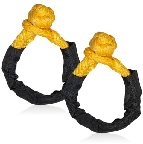 Infreecs 2 Stück Soft Schäkel mit 17T Bruchfestigkeit Recovery Seil, Gurtschlauchprotektor für Offroad-Anhängerrettung (Gelb, 50cm)