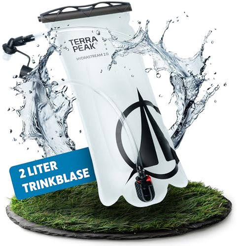 Terra Peak® Trinkblase 2L mit Schlauch Rucksack & Wandern - Trinkbeutel & Trinksystem für Joggen & Laufen - Wasserblase & Wasserbeutel BPA-Frei - Trinksack, Trinkschlauch & Hydration-Bladder