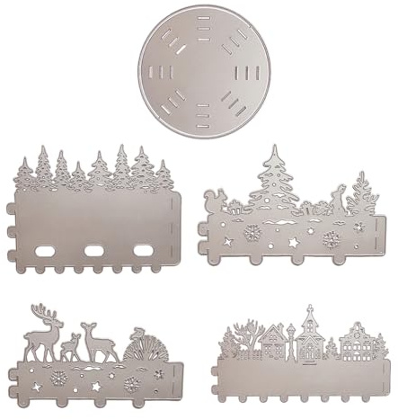 5 Stück Weihnachten Metall-Stanzschablone, Dekoration, Prägeschablonen für Bastelarbeiten, Scrapbooking,Schneeflocken Blumen Stanzformen Schablonen,Weihnachtsbaum Deko Handwerk DIY Typ1+2+3+4+5
