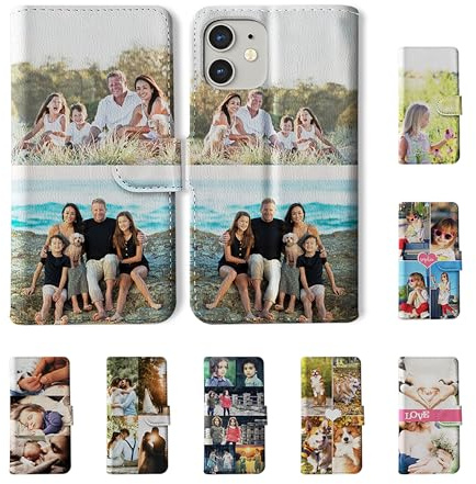 Tirita Personalised Custom Photo Wallet Flip Phone Case Compatible with iPhone 16 - [05- Collage 2 Photos]