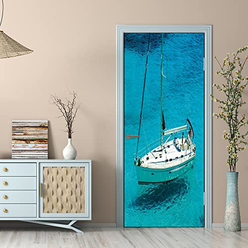3D Türtapete Türaufkleber Selbstklebend 80x200 Türfolie Poster Fototapete Türbilder Türtattoos Wasserdichte Tür Stickers für Kinderzimmer Wohnzimmer Badezimmer Jacht