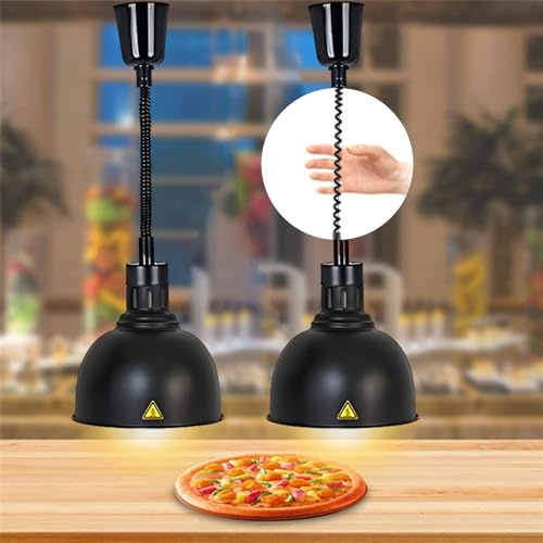 Aocay Lampe Chauffante Cuisine Professionnelle, 19 cm/25 cm Diamètre | Lampe Chauffe Plat Cuisine Restaurant Buffet Suspendue Hauteur Réglable, Lampe Chauffante Alimentaire pour Restaurant, Hôtels