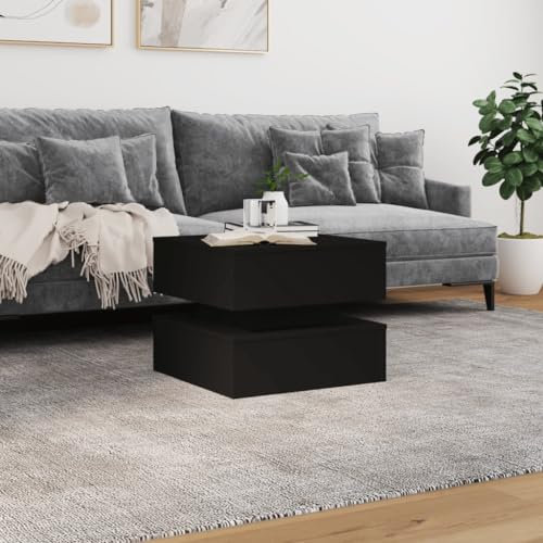 HEFZGDB Couchtisch mit LED-Leuchten Schwarz 50x50x40 cm Coutchtisch Couch Tisch Wohnzimmer Sofa Tisch Beistelltisch Klein für Wohnzimmer Café Tagungsraum Garten