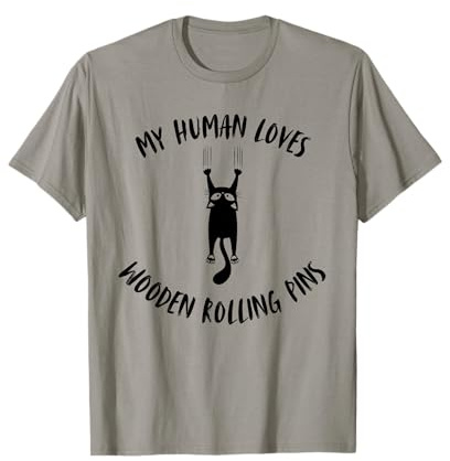 My Human Loves Rouleau à pâtisserie en bois Motif chat T-Shirt