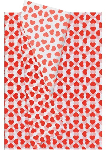 Jwssor Herz-Seidenpapier, 20 Blatt, rotes Valentinstags-Geschenkpapier, 50 x 35 cm, Herzform, Geschenkverpackung für Muttertag