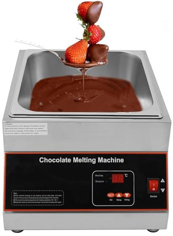 FANYING Commercial Chocolate Tempering Machine 500W Electric Chocolate Melter 12L Chocolate Melter Adjustable Temperature 0-95℃ Food Grade Stainless Steel for Heating Butter Cream Milk,1tank
