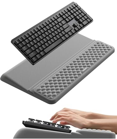 VAYDEER Ergonomic Keyboard Wrist Rest with Stand – 2-in-1 Keyboard Riser & Soft Memory Foam Support Pad for Typing, Wrist Pain Relief, Non-Slip Tray for Office, Home or Gaming Setup-Grey