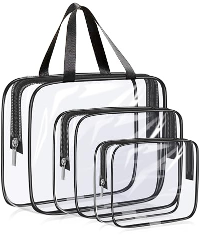 Lot de 3 Pochettes Transparentes pour Toilette - 3 Tailles (30/24/18cm), PVC Résistant à l'eau, Zippé - Voyage, Maquillage, Organisation