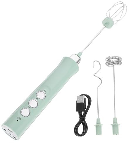 Ciieeo Batidor Eléctrico De Mano Mini Recargable Usb, Espumador De Leche y Batidor De Huevo Portátil Verde, Práctico Para Café y Bebidas Casa o Viaje