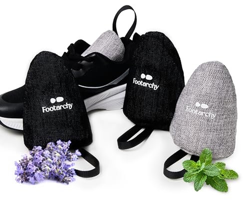 Absorbe Olores para Zapatos Pack Menta y Lavanda (4x80g) – Saquitos Desodorantes de Carbón Activado Reutilizables Hasta 12 Meses Antihumedad Para Zapatillas Deportivas, Botas y Calzado Diario