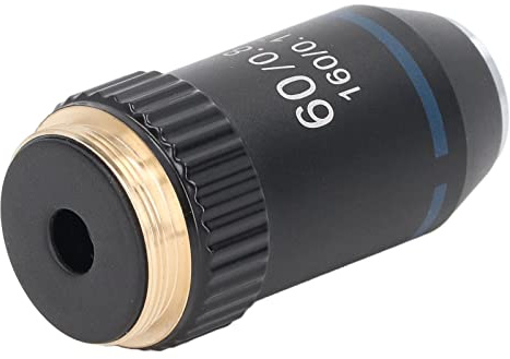60X Brass Microscope Objective Lens with High Clarity Magnification for Biology Lab Spring