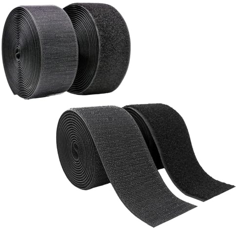 10m Klettband zum Nähen, 16mm/20mm Klettverschluss zum Nähen, Rückseite Nicht Selbstklebend, Wiederverwendbar, Extra Stark Haftkraft Weiß Klettband Breit für Nähmaschine (schwarz weiß 1)