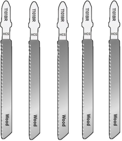 5 Stück Stichsägeblätter Clean for Wood, präzisionsgeschliffener Hartstahl für reißfreie Schnitte in Weichholz, Laminat und kunststoffbeschichteten Platten