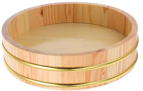 LABRIMP Japanischer Sushi 26cm Mischbehälter Reis für Restaurants | Sushi Rice, Sushi Holzschüssel, Sushi Zubehör, Elegante Form, Große Kapazität