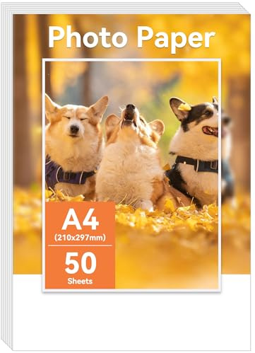 Qiareoiu 50 Sheets Photo Paper a4, 240gsm, a4 Photo Paper Glossy for Canon Hp Epson Inkjet Printer