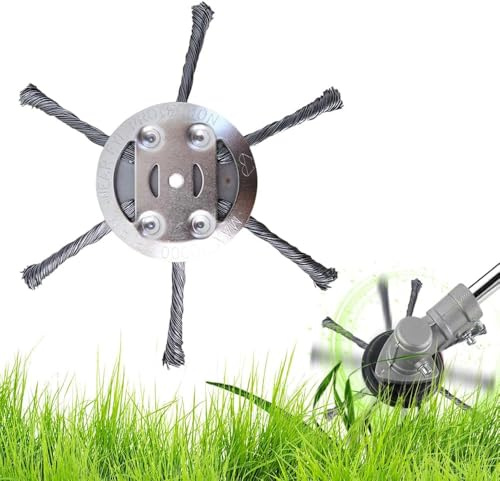 Stahldraht Rasentrimmer, Upgrade Unkrautbürste Für Rasentrimmer,Unkrautbürste für Akku Rasentrimmer für Garten-Rasentrimmerkopf-Rasenmäher-Elektrowerkzeug (6 Blade)