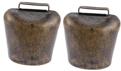 EXHUMKY Campanelli Per Bovini in Ferro Zincato, Set Da 2 Campanacci Medi Leggeri, Resistenti Placcatura Antiquata, Per Bestiame e Allevamento Agricolo