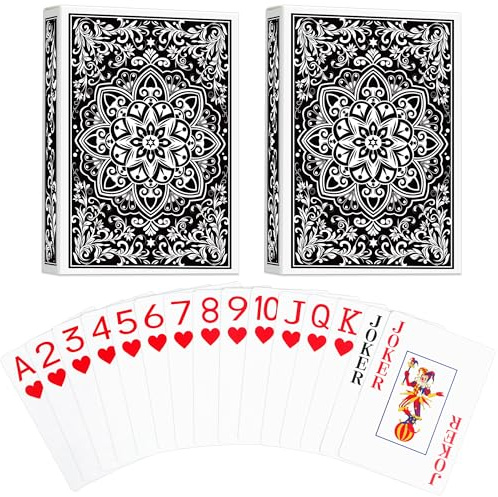 2 Stück Spielkarten Pokerkarten mit Jumbo Index,Designer Profi Spielkarten | Kartendeck,Hochwertige Pokerkarten für Familien,Kartenspiele,Party,Texas Holdem,Poker,Romme,Blackjack,Canasta,Kartenspiel